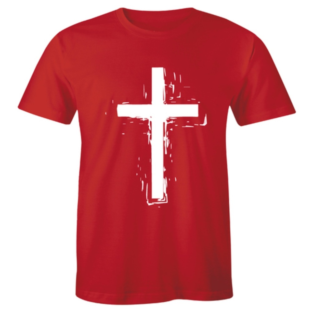 Jesus White Cross Christian Religious Mens T-shirt